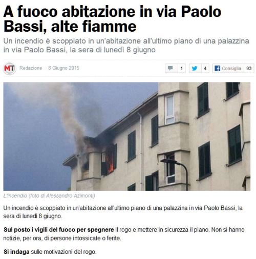 Paolo Giorgio Bassi incendio Milano